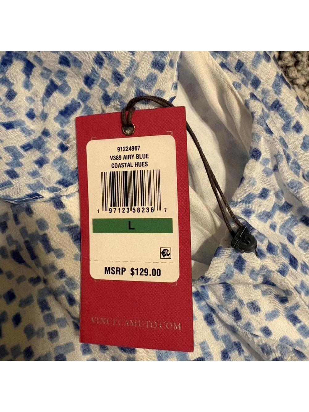 Vince Camuto blue and white dress with ruffle collar Size L NWT - Picture 4 of 7